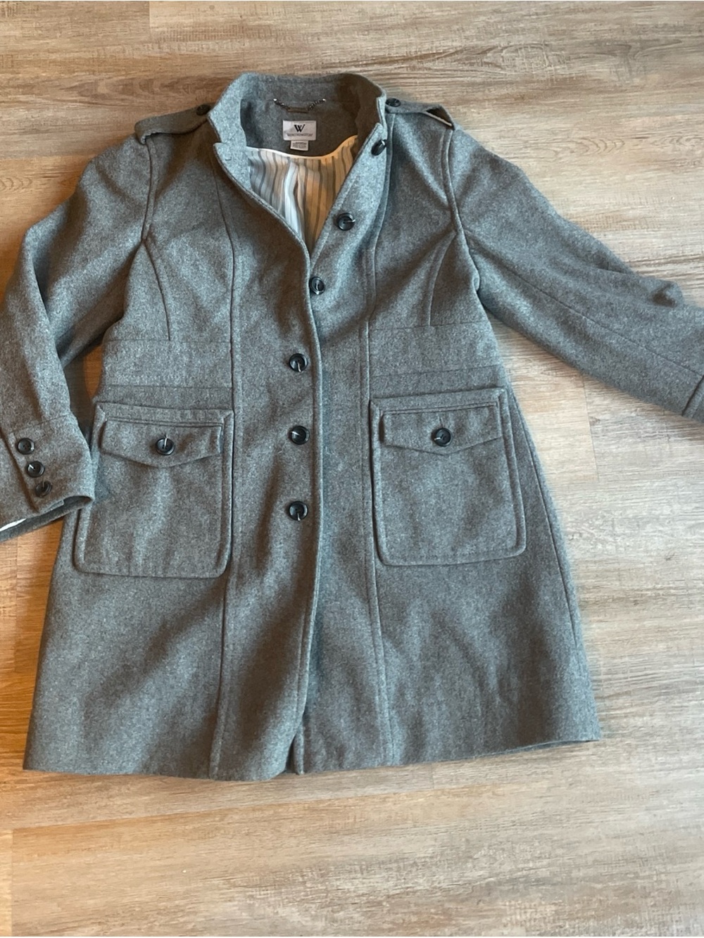 Woman’s Worthington Grey Wool Blend Peabody Single Button Lined Jacket XL